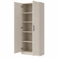 armario de almacenamiento vertical de MDF con puertas dobles y estantes interiores color beige 70 x 35 x 180 cm estructura de almacenamiento para garaje