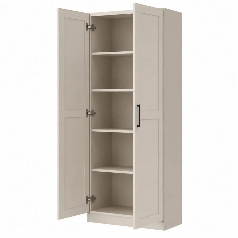 armario de almacenamiento vertical de MDF con puertas dobles y estantes interiores color beige 70 x 35 x 180 cm estructura de almacenamiento para garaje