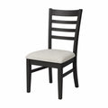 Silla de comedor de madera maciza de haya con respaldo de listones asiento acolchado tejido gris negro 45 cm x 52 cm x 85 cm