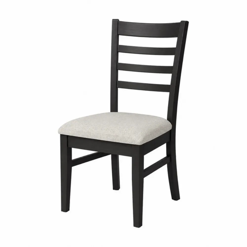Silla de comedor de madera maciza de haya con respaldo de listones asiento acolchado tejido gris negro 45 cm x 52 cm x 85 cm