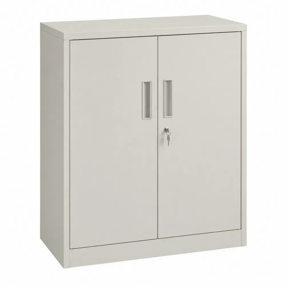 Armario metálico de almacenamiento rectangular de acero beige con 2 puertas y cerradura 90 x 40 x 100 cm