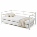 cama nido de metal con cama inferior extraíble estructura de acero blanco con somier de madera 200 cm x 90 cm x 90 cm