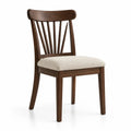 Silla de comedor tapizada en madera maciza con asiento de poliéster beige respaldo curvado estilo nórdico 45 x 50 x 85 cm