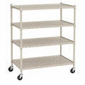 Estantería móvil de almacenamiento de 4 niveles de acero con recubrimiento beige y ruedas 80 x 40 x 140 cm