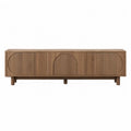 Mueble TV bajo rectangular de MDF acabado roble natural con puertas acanaladas y diseño arqueado 180 x 40 x 50 cm