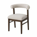 Silla de comedor con estructura de madera marrón nogal asiento y respaldo tapizados beige 52 x 55 x 82 cm