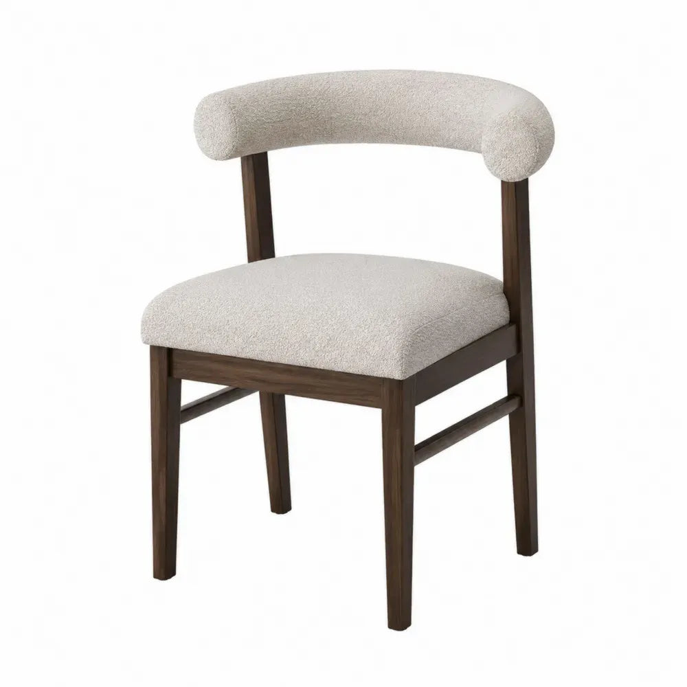 Silla de comedor con estructura de madera marrón nogal asiento y respaldo tapizados beige 52 x 55 x 82 cm