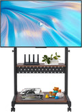 HOMEONENIC suporte de TV, 86 polegadas, 74 x 46 cm, rodas móveis, preto, altura ajustável: 108, carga máxima: 100 kg, Para a televisão de 43 a 86', 128