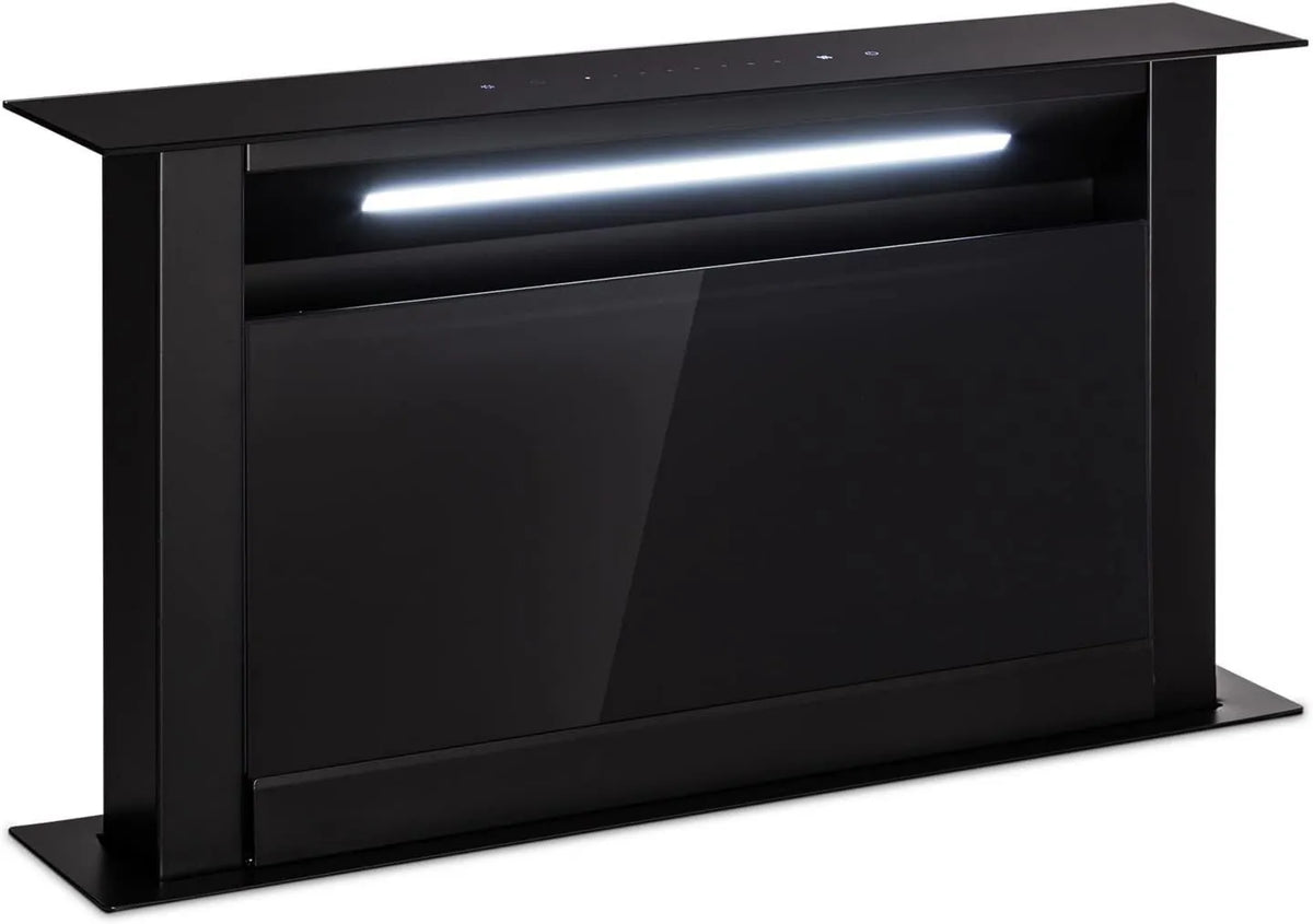 KLARSTEIN exaustor de sucção, 90cm, 604 m3/h, capa de cozinha, iluminação LED, Boost, temporizador, silencioso, preto, 8 modos de extração, silencioso