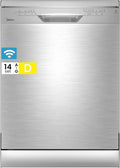 Máquina de lavar loiça, 47 dB, Midea 3.60N, standalone, Wi-Fi, aço inoxidável, 14 lugares, 5 modos de limpeza, 9 horas, atraso pré-departe, aço inoxidável