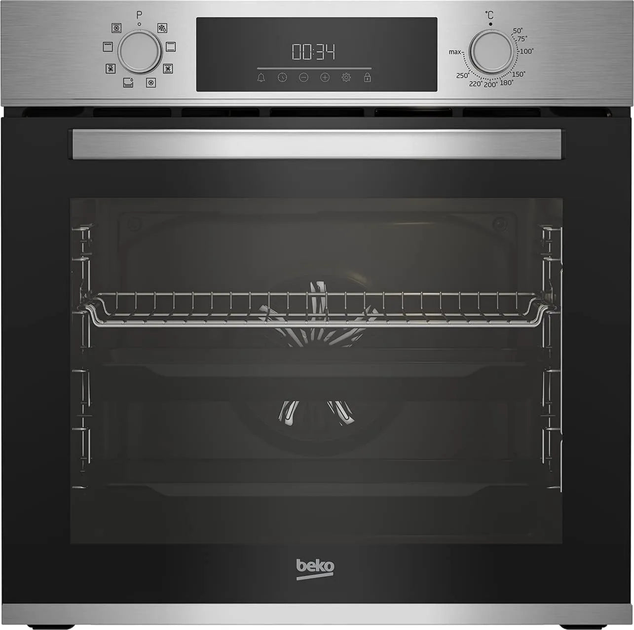 Beko BBIM12300xCE Forno elétrico, 56, 7 cm, 72 L, 8 programas, classe energética A, encastrado, preto, ecrã LED, Dimensões: H 59, 5 x W 59