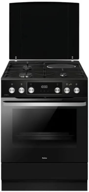 Amica Utensílios de cozinha com forno ACM7037RN, 77 L, 4 lareiras, preto, fogão misto 77l 4 zonas pretas - ACM7037RN