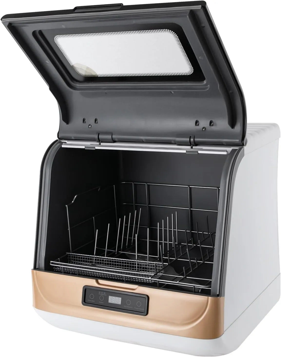 FUROMG Máquina de lavar loiça, 800 W, 5 programas, toque, máquina de lavar loiça de mesa com 2 modos de lavagem e indicador LED