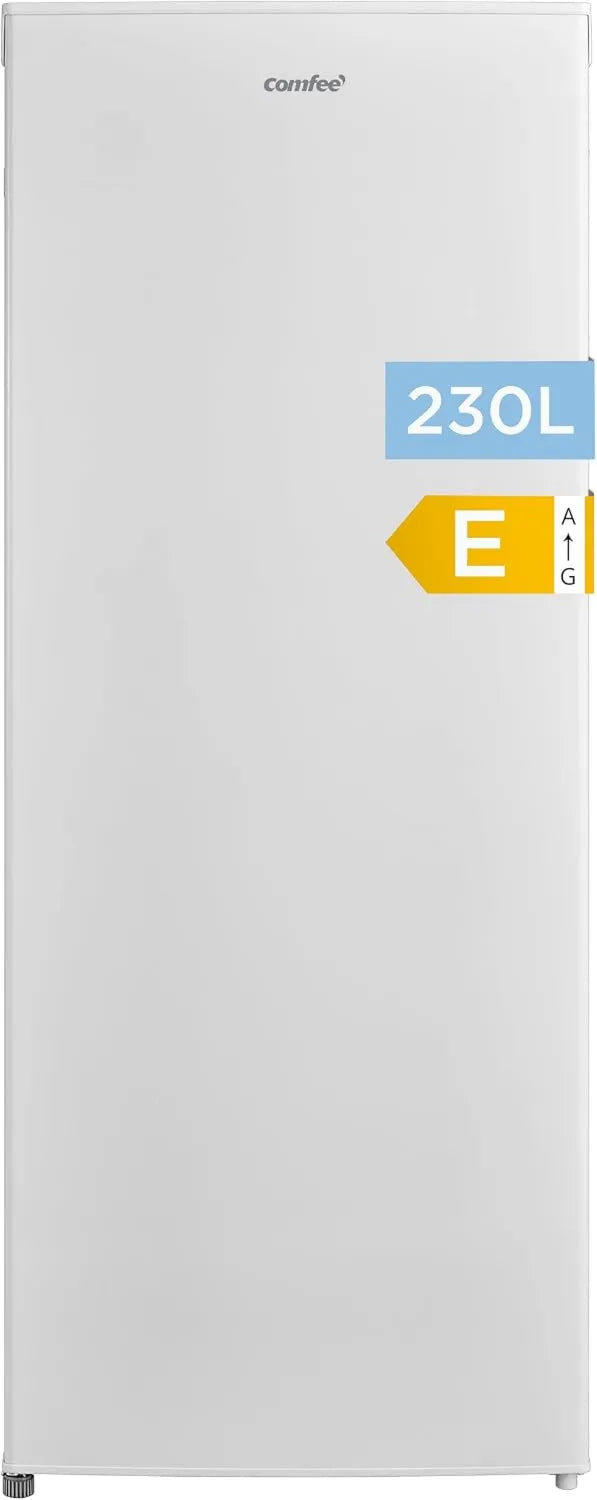 Frigorífico, 230 L, 1 a 10 °C, Comfee', iluminação LED, termostato, branco, Altura 142 cm, vidros e gaveta de legumes