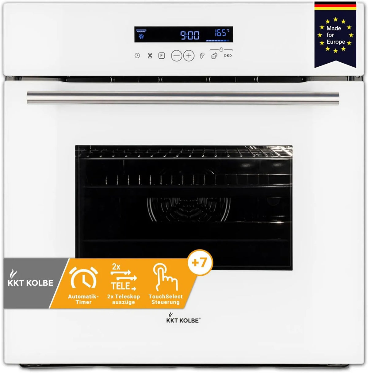 KKT KOLBE Forno elétrico EB8015W, 60 cm, 70 L, encastrado, timer, grelha, temporizador automático, 3kW, 70L, circulação de ar, elétrica, Ar quente