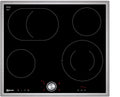 Neff T16BT76N0 N70/60 Placa de vidro cerâmico, 60 cm, aço inoxidável, mesa de cozinha elétrica, Twistpad, área de torrefação