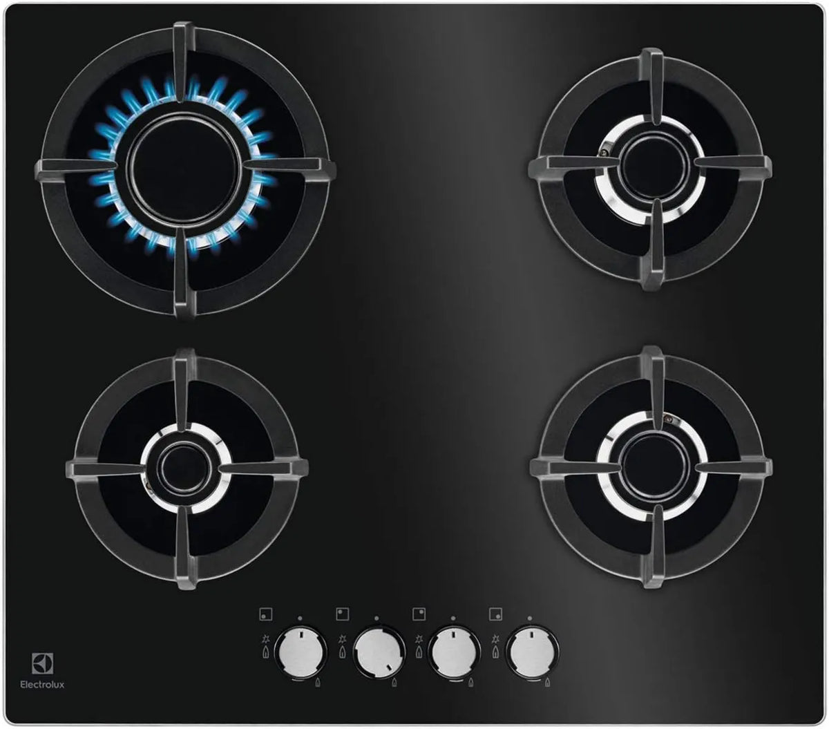 Electrolux Eletrolux preto, bandeja de cozinha de gás em vidro GOG linha 60 cm EGG6427K