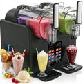 FJYAWEN Produto Tanque duplo, Granita e Molle máquina de gelo 2 em 1, preto, 7 programas predefinidos, Coçadinha congelada & Cocktails, com limpeza automática