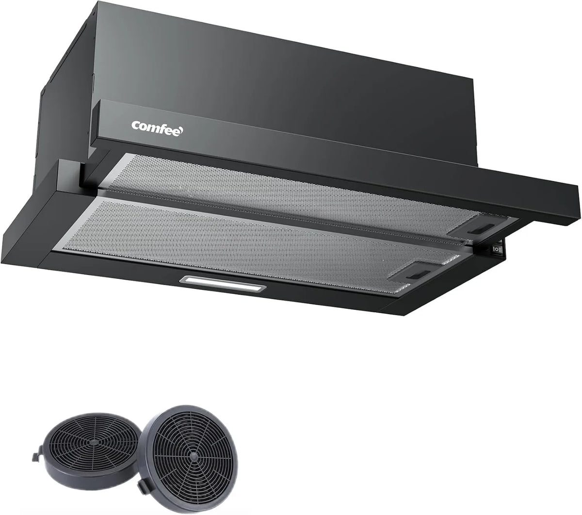 exaustor, 60 cm, 400 m3/h, capa de cozinha, Comfee CHL03M21B, preto, COMFEE exaustor CHL03M21B - 60 cm de recirculação - Fluxo de ar