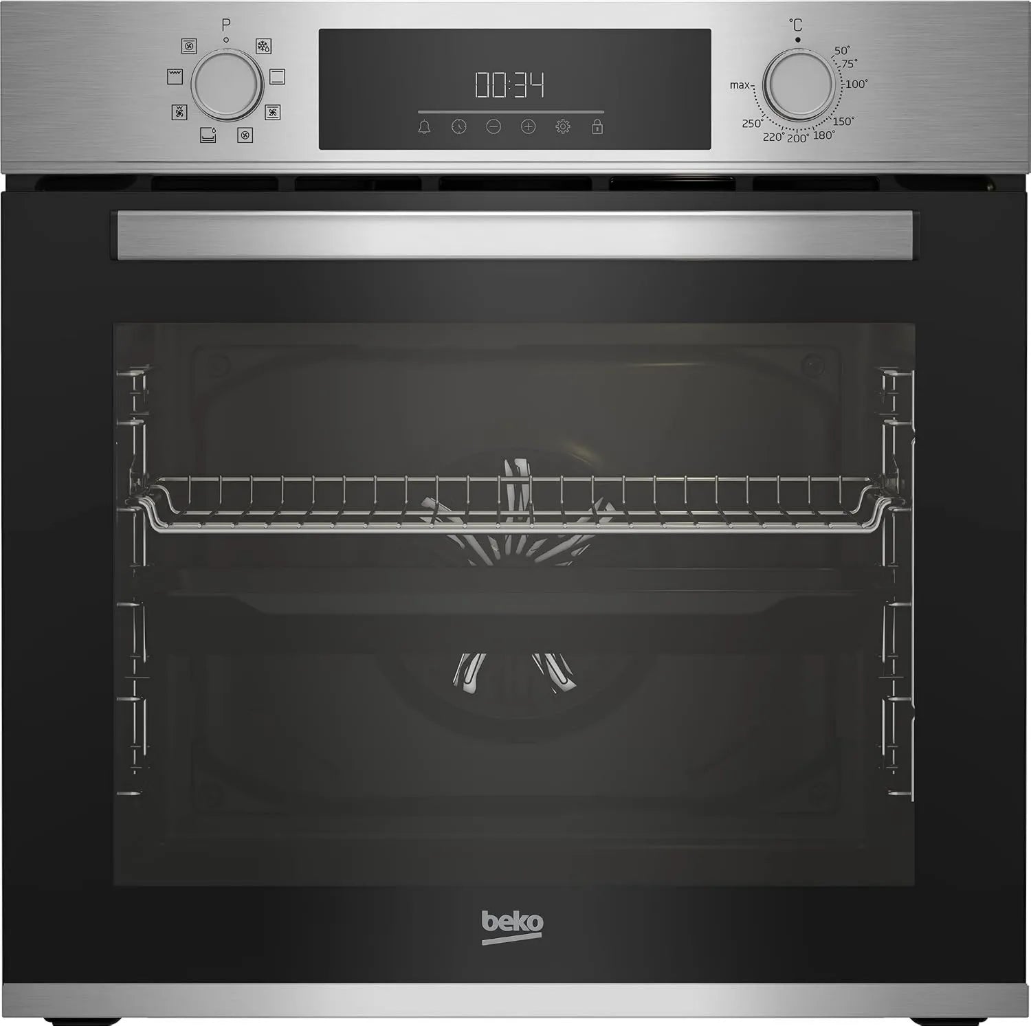 Beko BBSM12340x Forno elétrico, 72 L, 4 lareiras, encastrado, toque, travamento, aço inoxidável, preto, chaves sensoriais, Beko BBSM12340x Kit