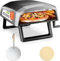 NutriChef Forno de pizza elétrica, 30, 5 cm, portátil, exterior, grelha, aço inoxidável, 360° pedra de pizza rotativa, máquina de pizza de aquecimento rápido