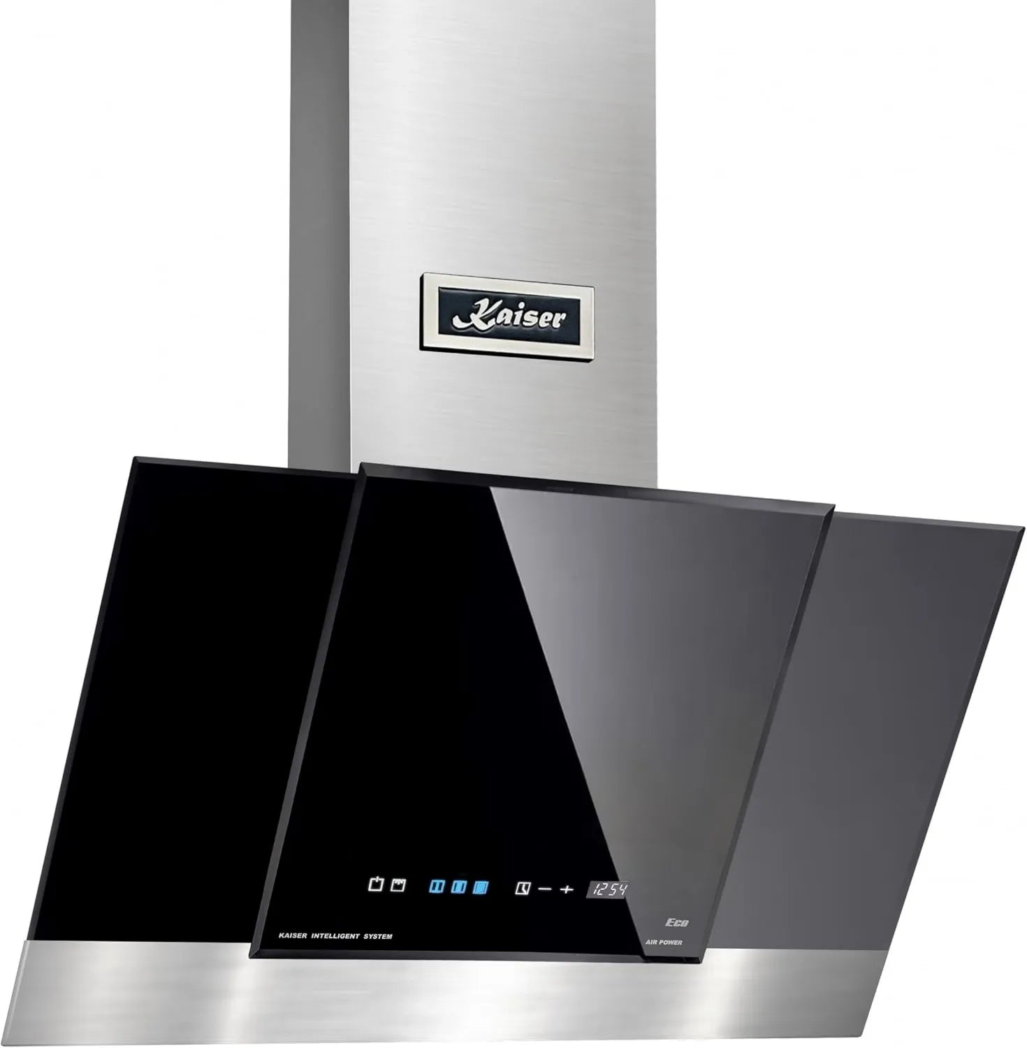 Kaiser exaustor, 80 cm, capa de cozinha, toque, temporizador, aço inoxidável, preto, LED, TouchControl