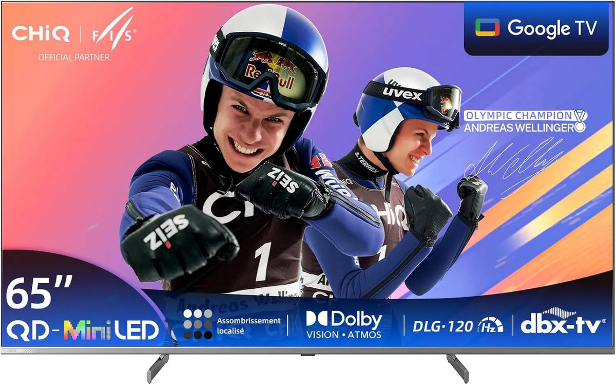 CHiQ Google M65QN9G Smart TV, 65 polegadas, 60 Hz, TV, 4K UHD, QLED, HDR, Dolby Vision & Atmos, 60Hz MEMC & DLG 120Hz, HDR10, Dimming Local, Assistente