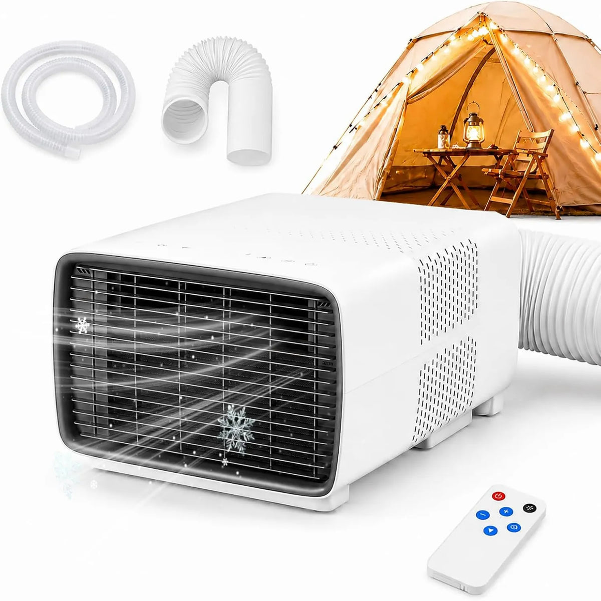 HCAUYNN Ar condicionado 1-12H, 900 W, 16 a 32 °C, 45 dB, temporizador, 900W, comando à distância, ar condicionado móvel com tubo de evacuação, ecrã digital, mesa