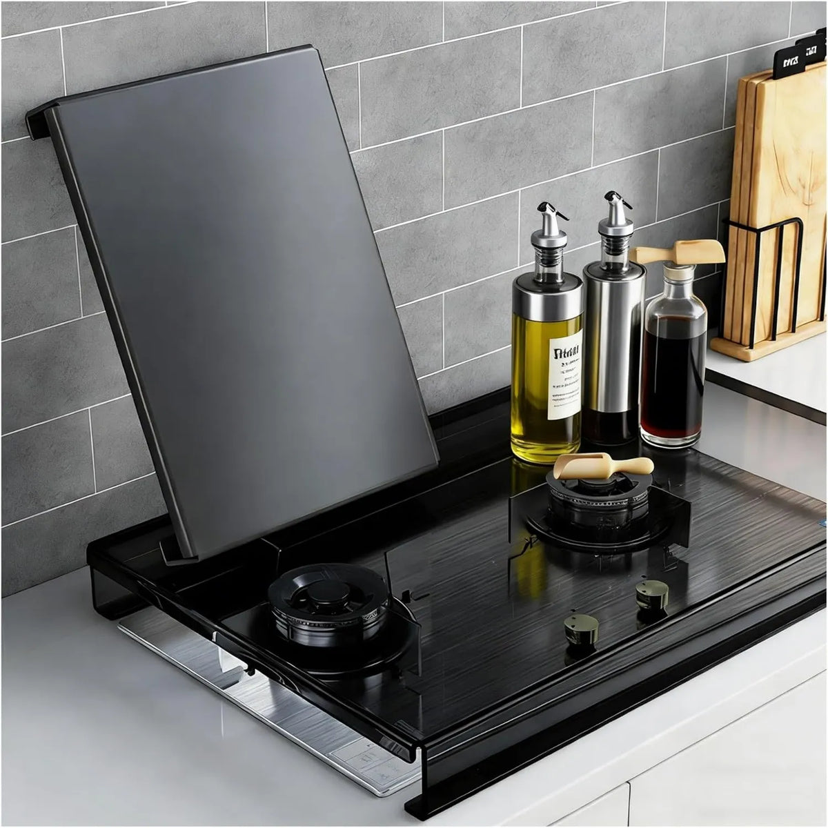 QSTGx Fogão de gás com forno elétrico, 30x40x5cm, 4 lareiras, camping, Cover Placa de cozinha Gas 4 Lights Cache Placa elétrica Suporte para placa para