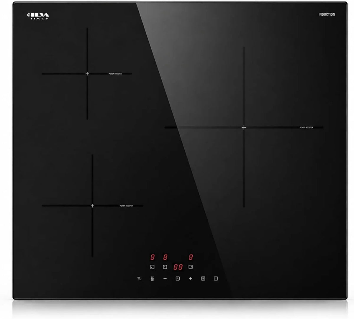 Placa de indução, 3 lareiras, 6680 W, mesa de cozinha de indução, Boost, encastrado, timer, porão quente, Timer 1-99 Min, STARCHARTS