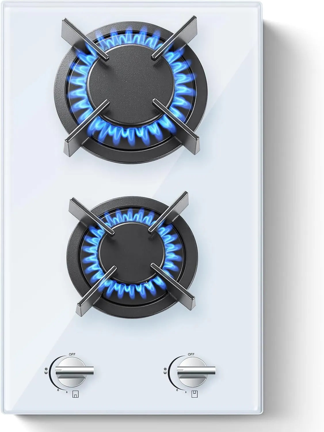 SNDOAS Placa de gás W, 1800, 30 cm, 2 lareiras, 2400/1800 W, 240 V, built-in, placa de gás, branco, 220-240 V, Conversão de Gás Natural