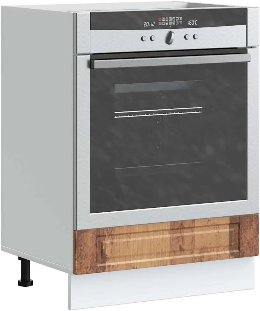 zylophax Microondas, 60 x 46 x 81, 5 cm, armário de cozinha Porto, olhar envelhecido de madeira, com pés ajustáveis e grande espaço de armazenamento para forno e forno