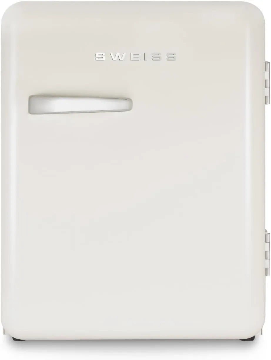 Frigorífico WEISS8, 31 L, 6 a 15 °C, 24 dB, silencioso, 2 zonas de temperatura, branco, SWEISS Mini Bar Vintage 31L, Bege, Mini frigorífico Compact Design
