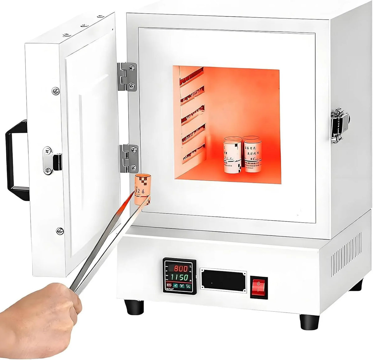 Generic Forno elétrico, 2000 W, industrial, 2 zonas de temperatura, 2000 W Forno de fusão de metal com regulador de temperatura