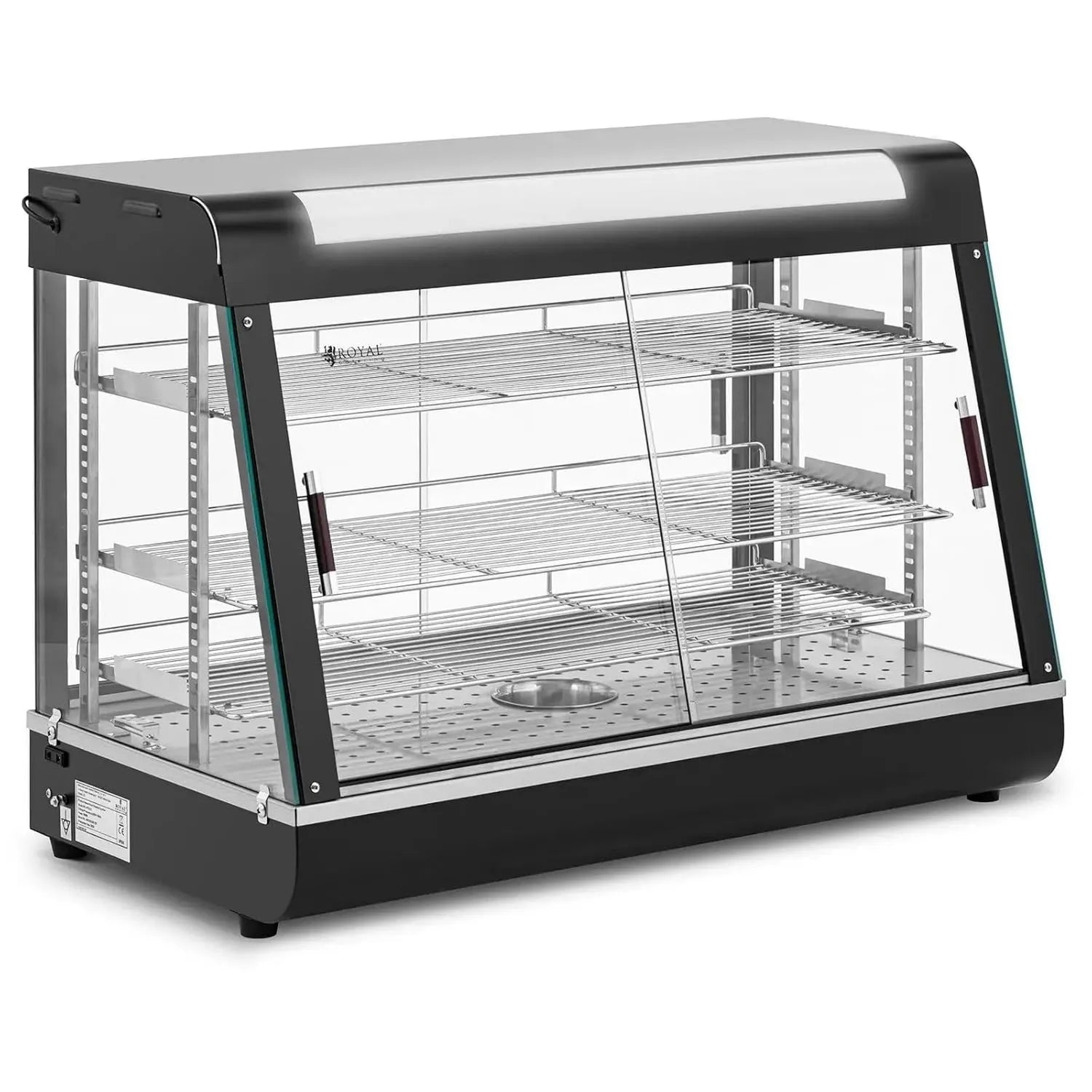 Helloshop26 Produto 150 litros 1.600 watts 3 grades de armazenamento de borracha temperado vidro preto aço 14_0010224
