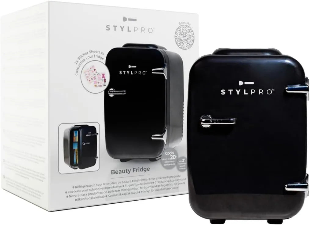 StylPro Frigorífico, 4 L, silencioso, preto, cremes, máscaras de unhas e vernizes, modos de refrigeração e aquecimento, compacto