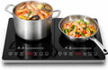 AMZCHEF Placa de indução, 2 lareiras, 3500 W, mesa de indução de cozinha, temporizador, de pé livre, 2 zonas de temperatura, 20 níveis de temperatura, tabelas de indução