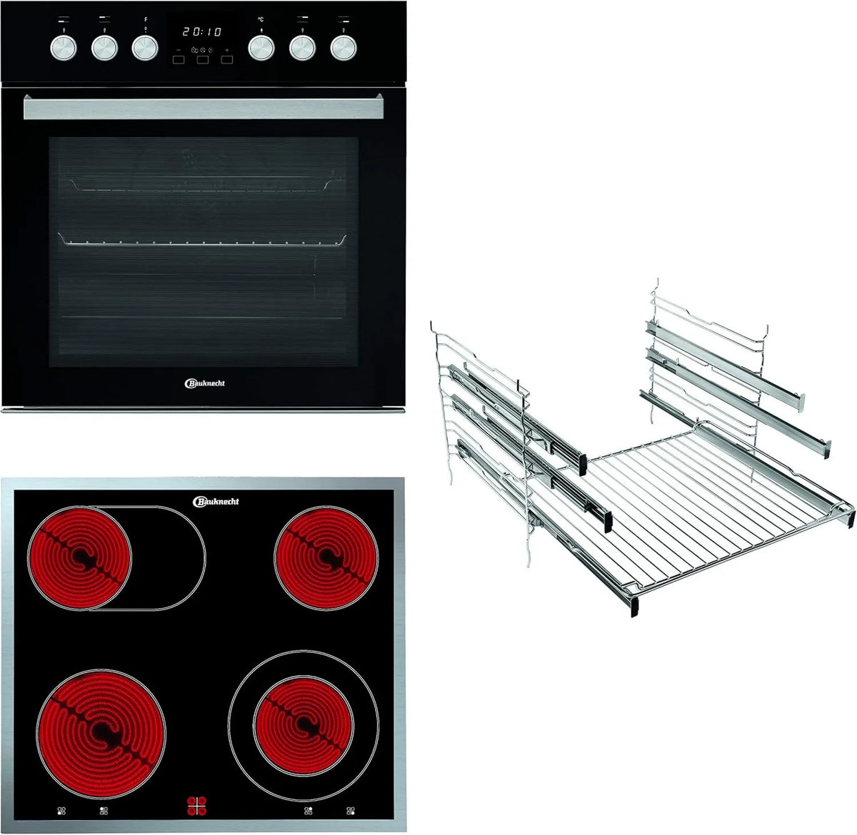Bauknecht H500 Placa de vidro cerâmico, 60 cm, mesa de cozinha elétrica, Bauknecht HEKO H500 Combination Hob, Cozinhar extensão em 3 níveis