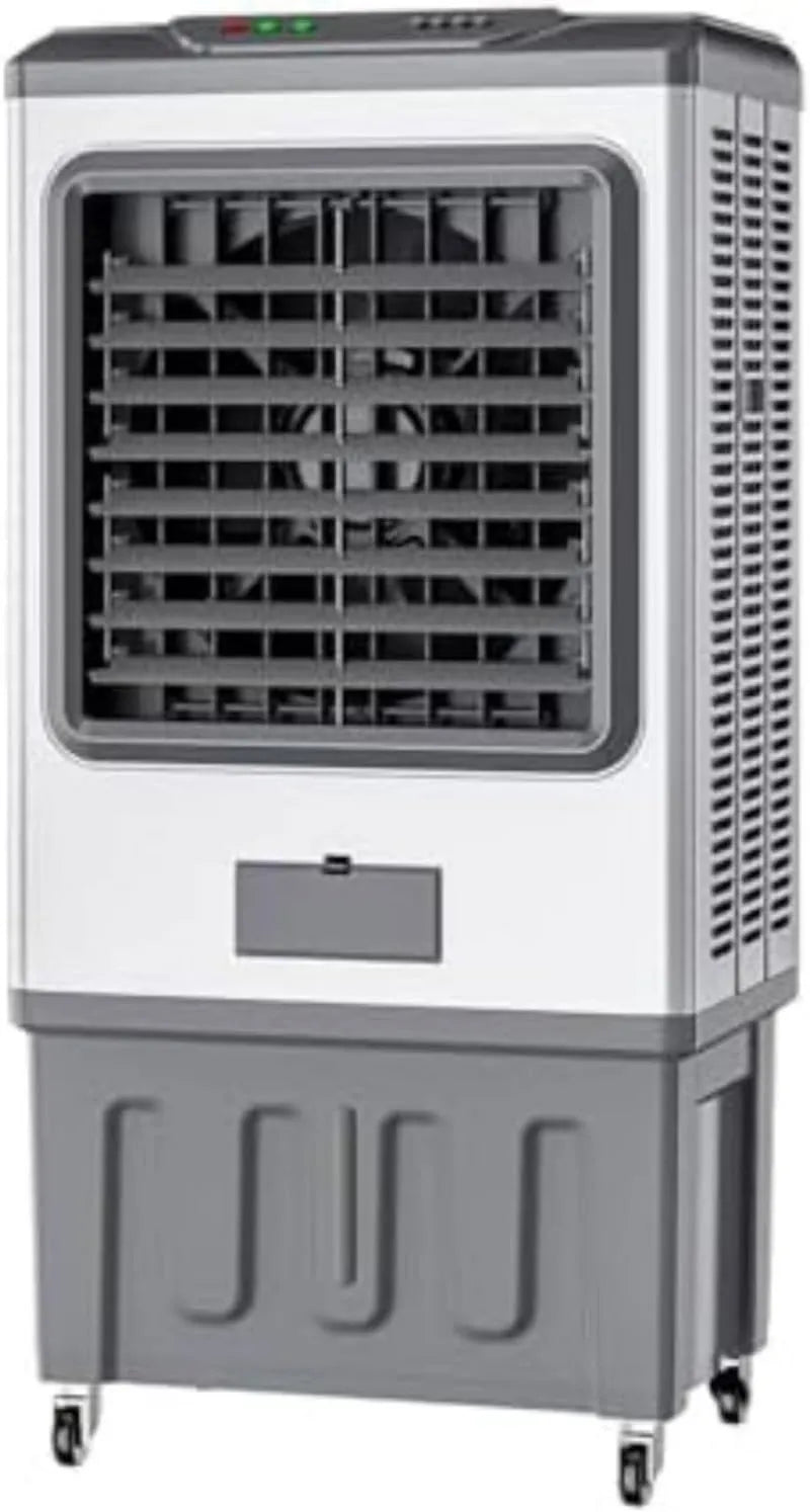 Generic Ventilador, 100 L, portátil, industrial, 3 velocidades, oscilação, tanque grande, 2 blocos de refrigerante