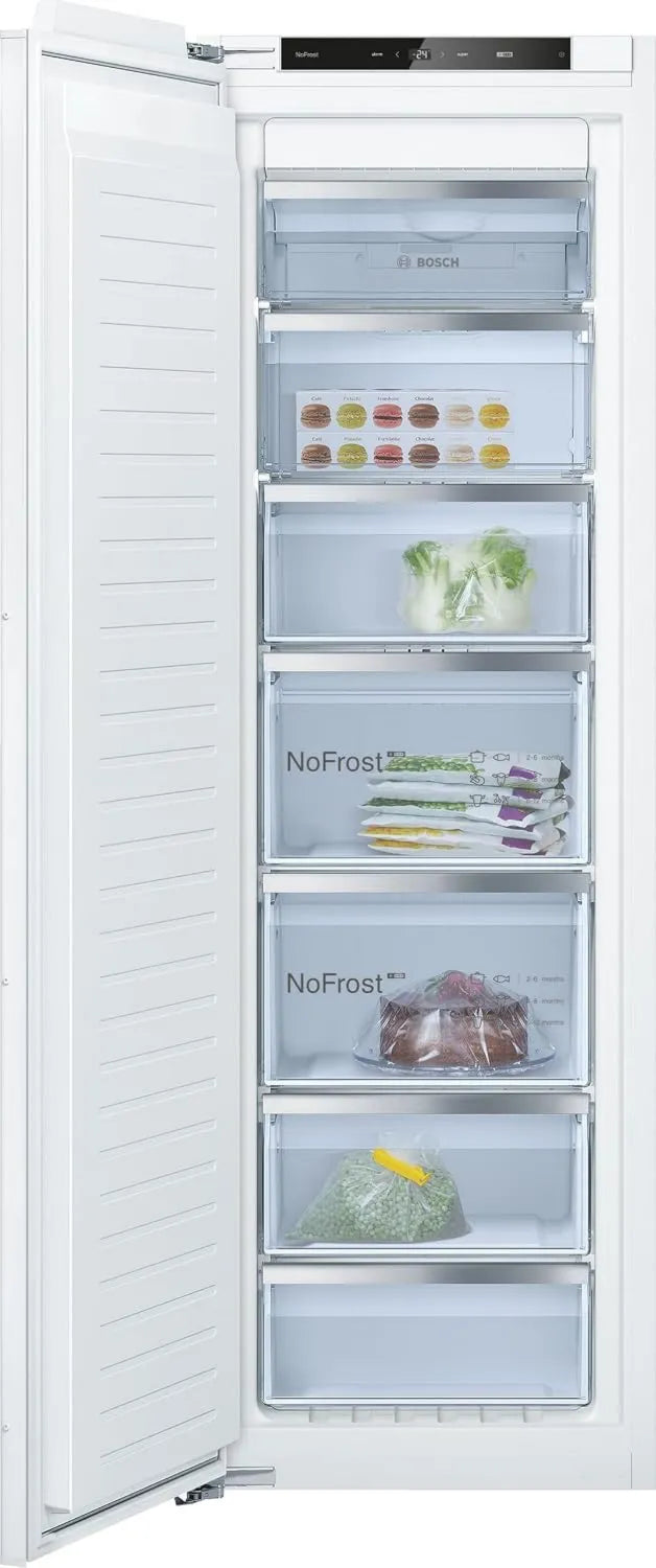 Bosch GIN81VEE0 Congelador, 212 L, 177,2 x 55,8 cm, encastrado, Sem Frost, armário congelador, Série 4, 5 gavetas, gaveta congelador Big Box