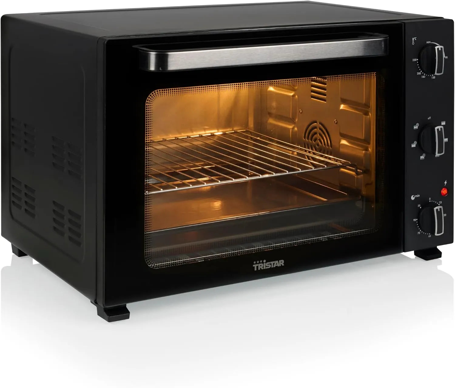 Tristar OV-3665, 48 L, 1800 W, Timer, Grill, Calor Turnável com 6 Modos, Timer 90 minutos, Porta de vidro duplo, Iluminação interior