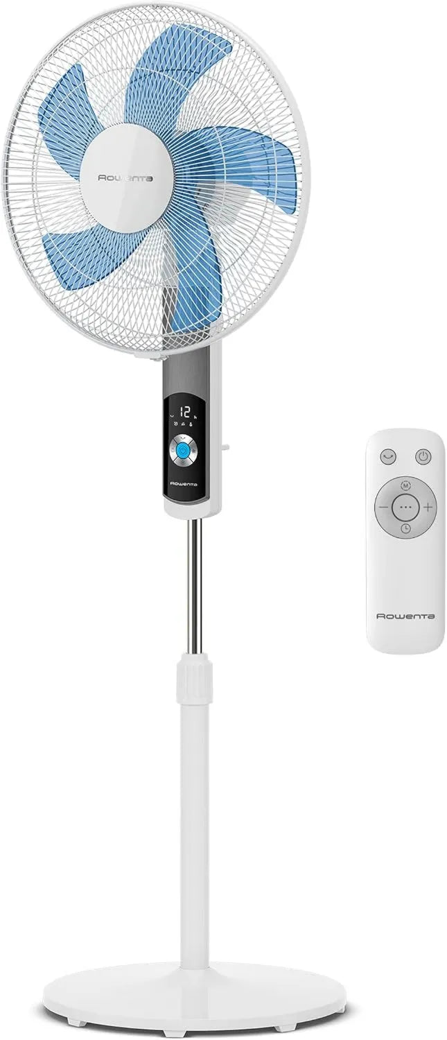 Ventilador Rowenta VU5650, 35 dB, temporizador, oscilação, silencioso, branco, LED, 12 velocidades, poderoso ventilador de suporte VU5650
