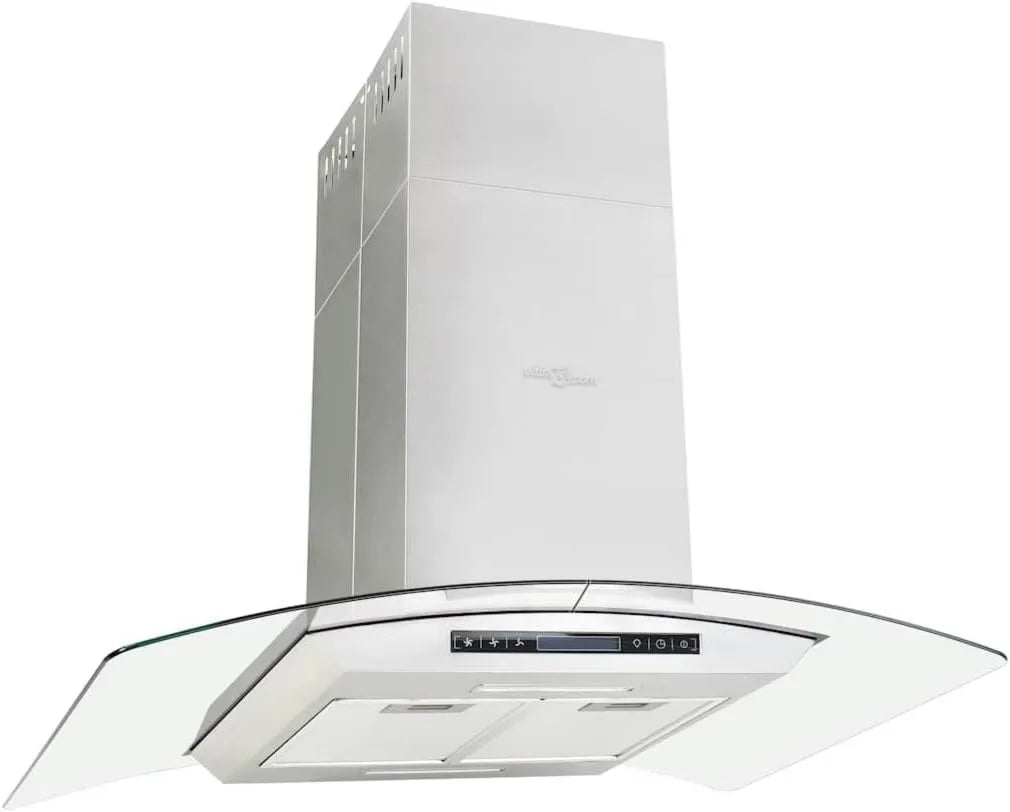 vidaxL exaustor, 90 cm, capa de cozinha, ecrã sensível ao toque, ecrã LCD, capa de ilhota com ecrã sensível ao toque LCD e sensor 90 cm 756 m3 h LED