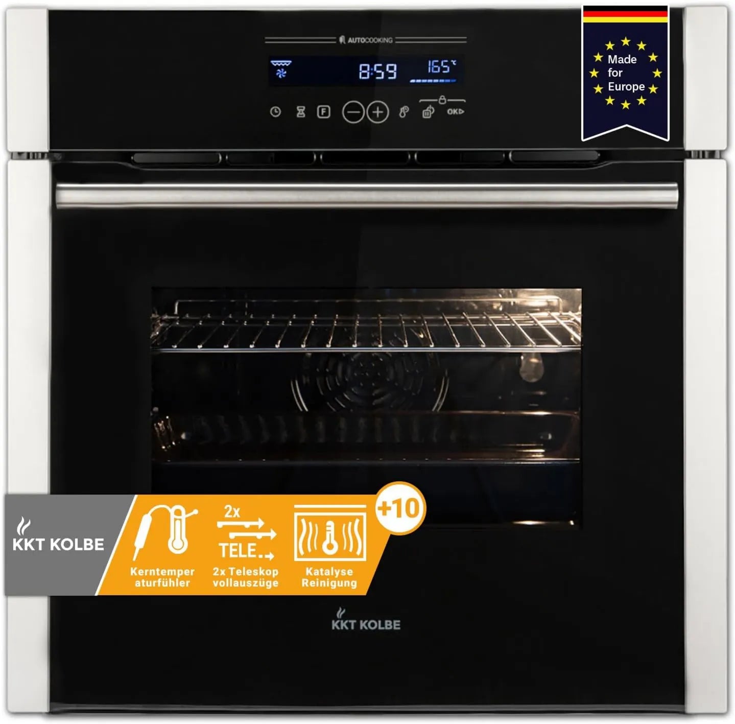 KKT KOLBE EB8016ED forno elétrico de pizza, 60 cm, 70 L, encastrado, temporizador, stand-alone, grelha, Autark, churrasco, função de pizza, 2kW, 2 kW, 70L, elétrico