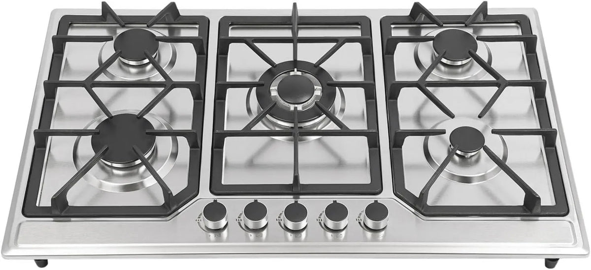 DCSYOG Cozinha com forno, encastrada, aço inoxidável, placa de gás 5 chamas, 75, 1 kW, Para gás natural e GPL, 5 queimadores