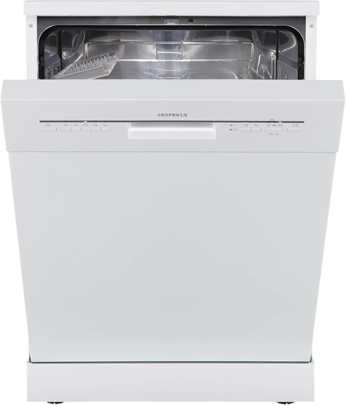 Respekta GPSS60W-12 Máquina de lavar loiça, 60 cm, 5 programas, 49 dB, classe energética D, instalação gratuita, branco, início atrasado, abertura automática