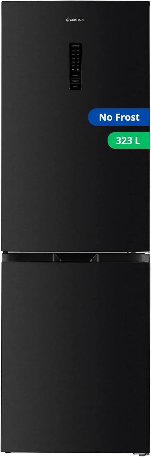 GEDTECH Frigorífico combinado GCB323NFDx, 323 L, No Frost, aço inoxidável, frigorífico com congelador, aço inoxidável escuro