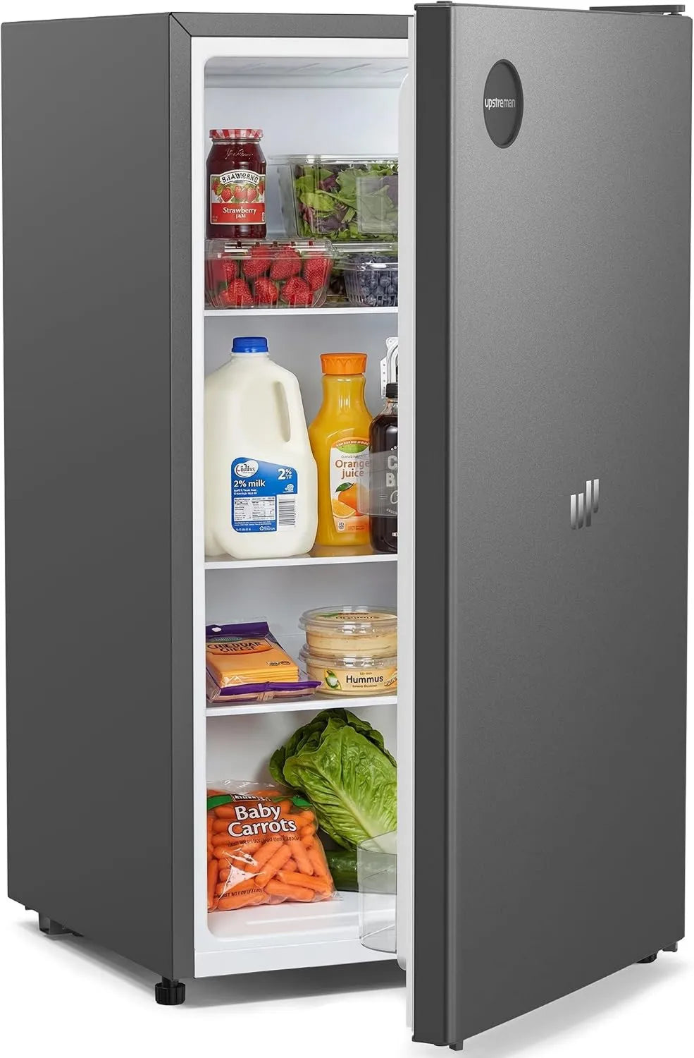 Upstreman Congelador CR91, 91 L, 1 a 10 °C, 40 dB, termostato, silencioso, armário congelador, cinza, Frigorífico com Iluminação Integrada, frigorífico Small