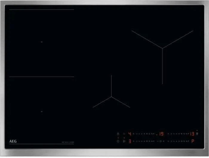 Placa de indução AEG, 70 cm, 4 lareiras, mesa de cozinha de indução, toque, temporizador, standalone, 4 áreas flexíveis com convés, quadro SuperFlat