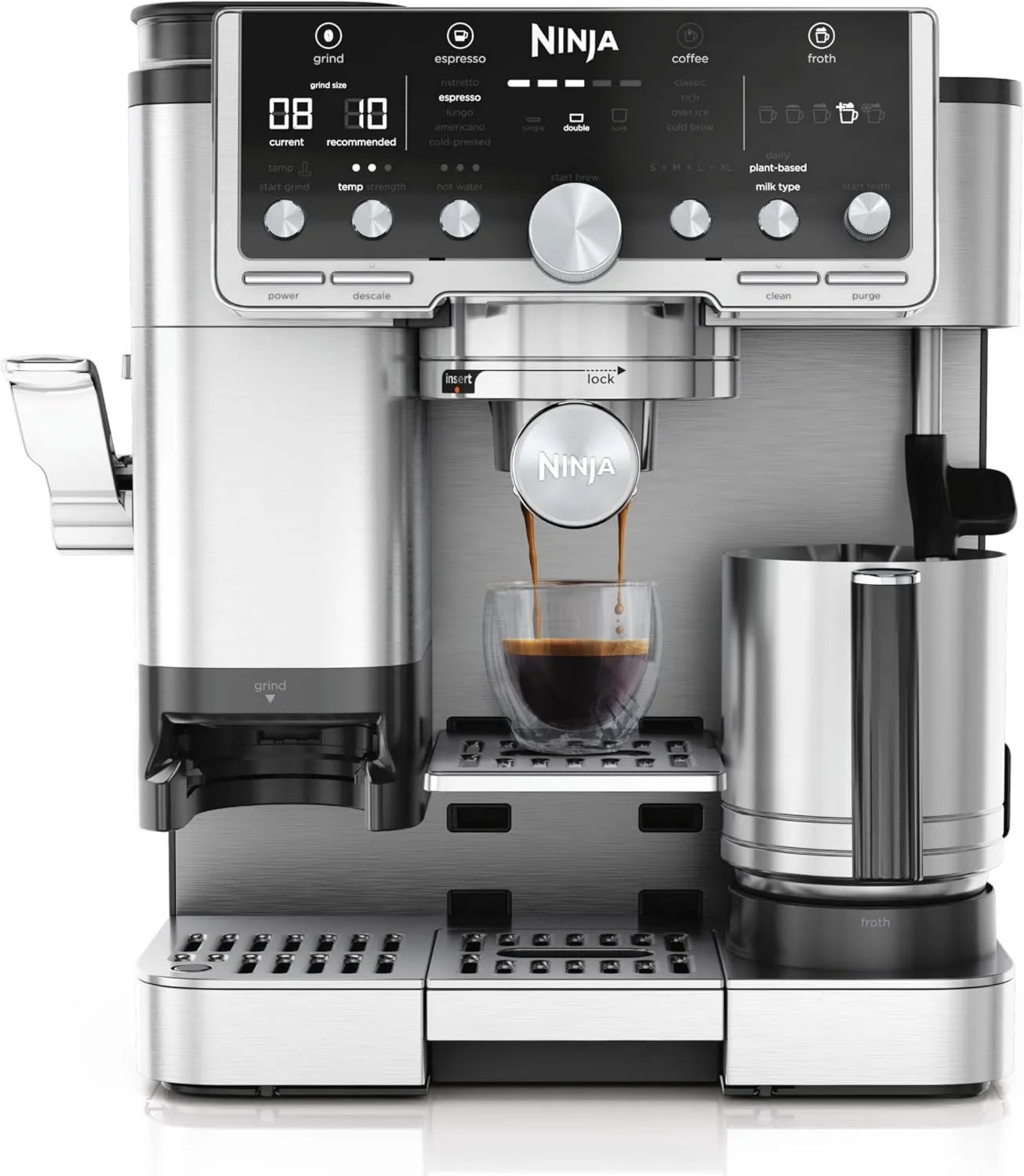 NINJA Latte, Luxury Coffee Machine Pro 3-em-1, Cappuccino ES701EU, Infusão fria e Espresso com moedor de grãos e espuma de leite encastrado 3 em-1